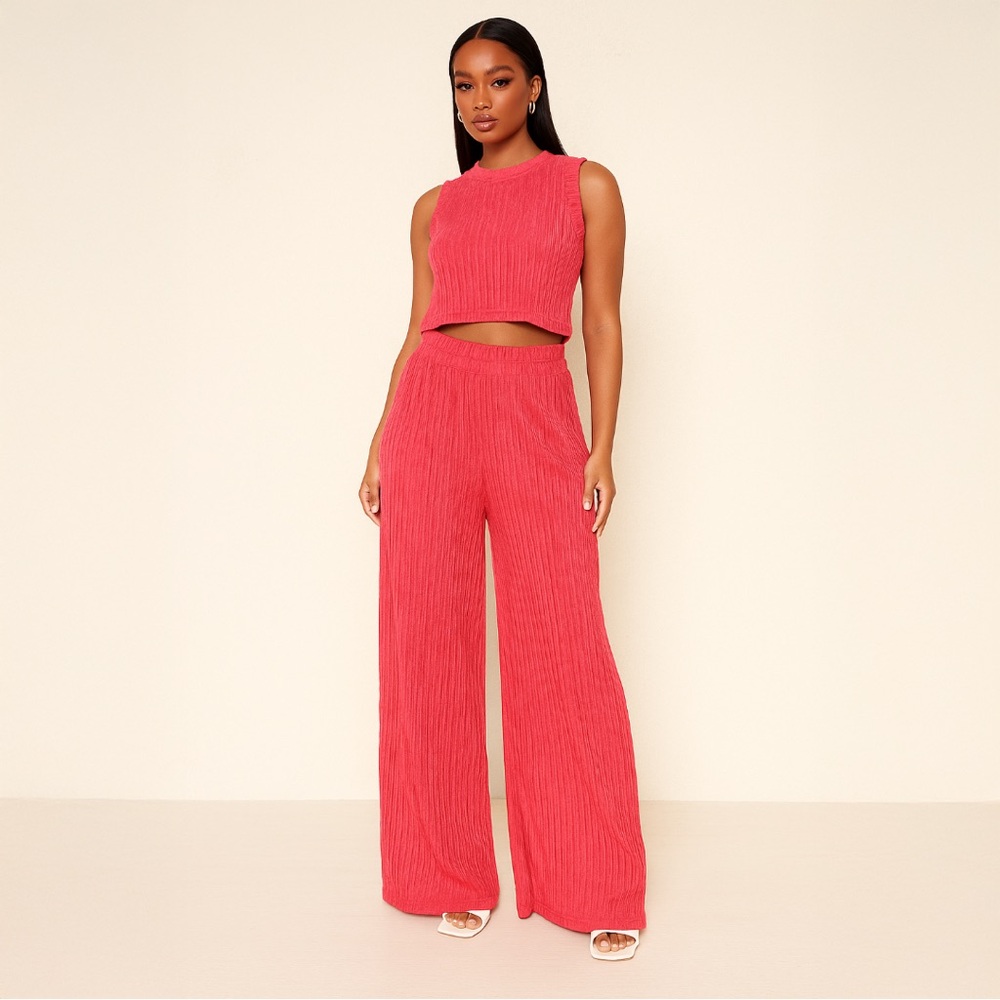 A333-A • Coral Crinkle Ribbed Two Piece Set